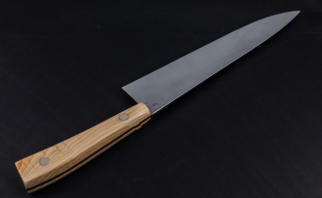 Couteau de chef, éminceur design - manche en if de qualité exceptionnelle, lame carbone
