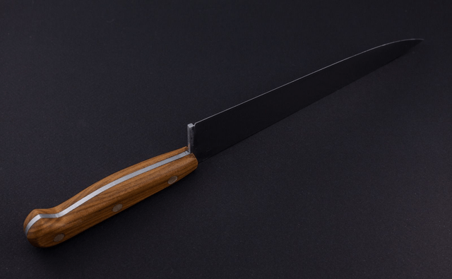 Couteau de chef, éminceur traditionnel - manche en cerisier, lame carbone