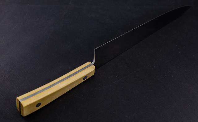 Couteau de chef, éminceur design - manche en buis, lame carbone
