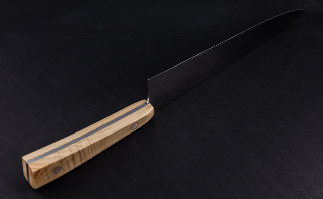 Couteau de chef, éminceur design - manche en if de qualité exceptionnelle, lame carbone
