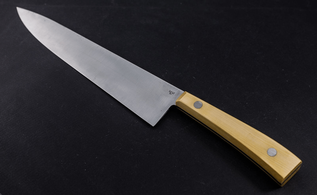 Couteau de chef, éminceur design - manche en buis, lame carbone