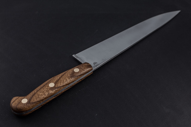 Couteau de chef, éminceur traditionnel - manche en orme, lame inox