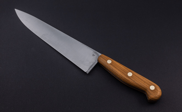 Couteau de chef, éminceur traditionnel - manche en cerisier, lame carbone