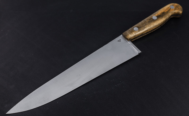 Couteau de chef, éminceur traditionnel - manche en buis échauffé de qualité exceptionnelle, lame carbone