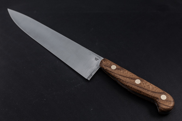 Couteau de chef, éminceur traditionnel - manche en orme, lame inox
