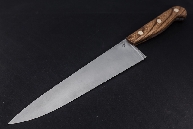 Couteau de chef, éminceur traditionnel - manche en orme, lame inox