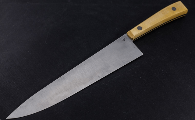 Couteau de chef, éminceur design - manche en buis, lame carbone