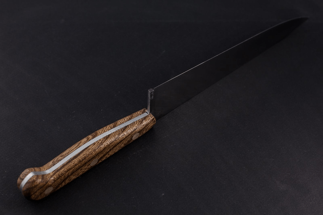 Couteau de chef, éminceur traditionnel - manche en orme, lame inox