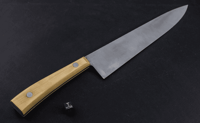 Couteau de chef, éminceur design - manche en buis, lame carbone